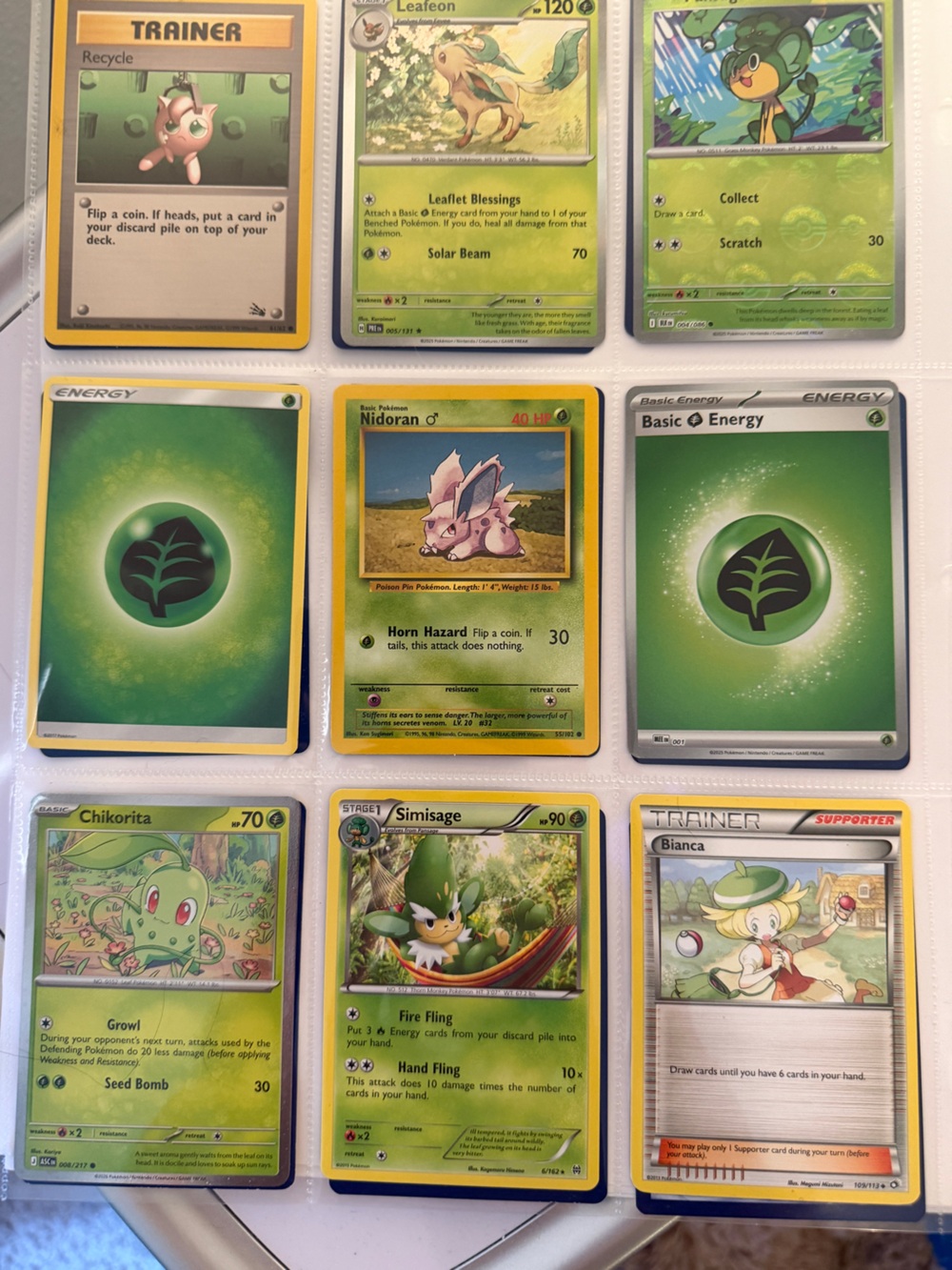 Pokemon Green Grass Energy & Green Pokémon Card Collection